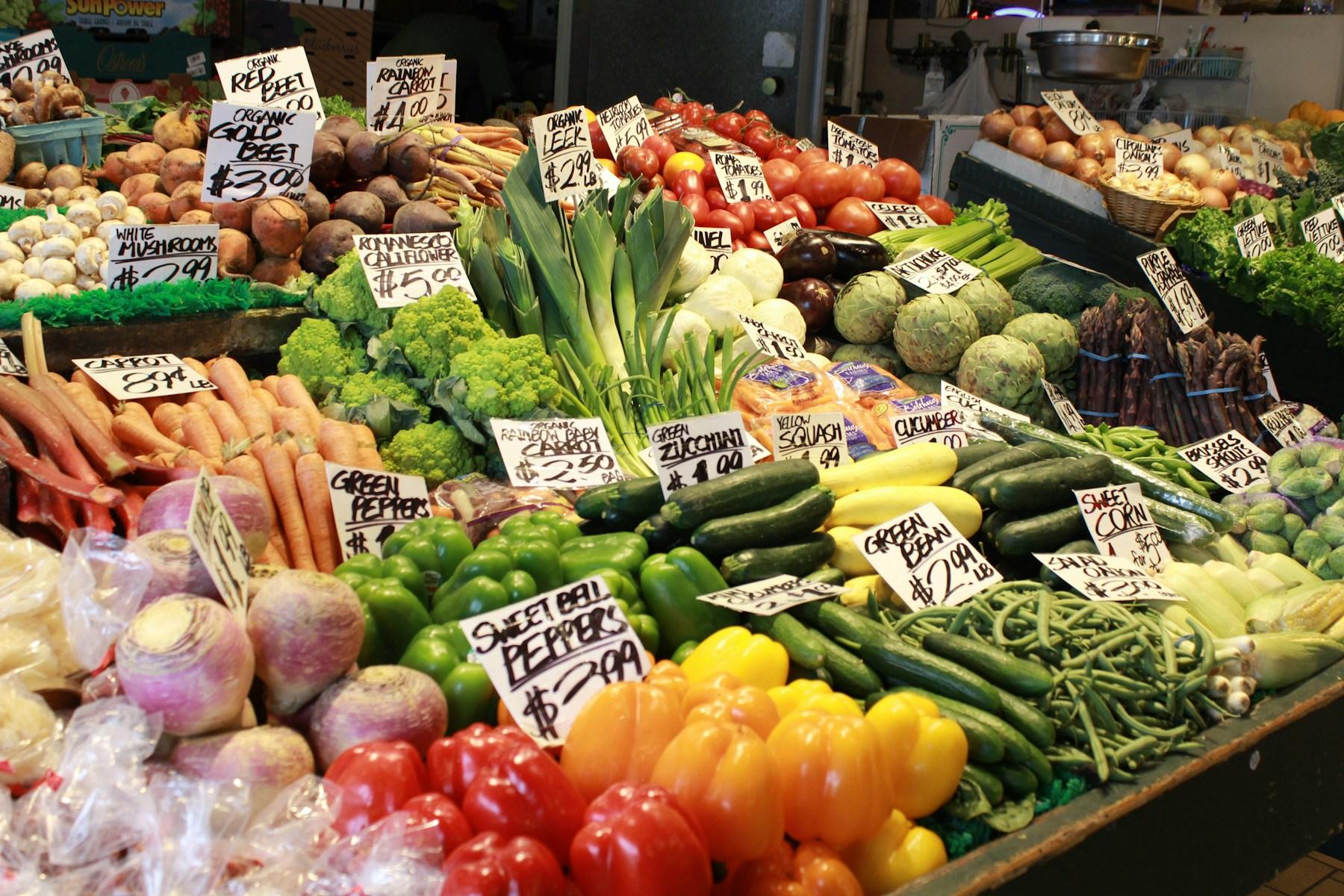 Fresh vegetables at a market stall