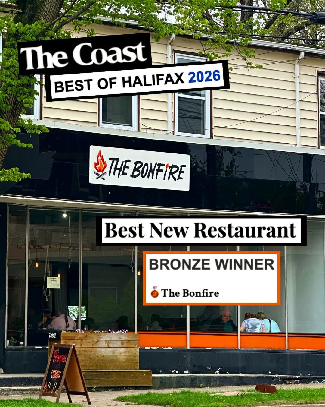 The Coast Best of Halifax 2026, Best New Restaurant, bronze winner: The Bonfire's own announcement graphic