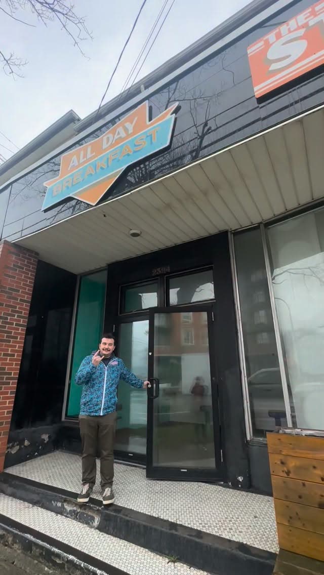 Vince in the doorway of 2394 Robie Street before the build