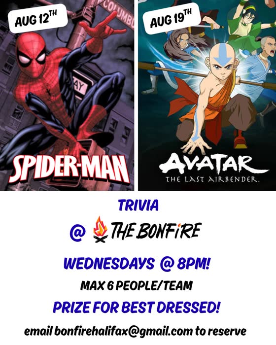 Spider-Man & Avatar trivia poster from @bonfirehalifax