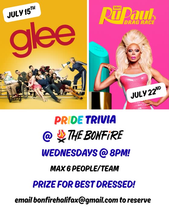 Glee & RuPaul's Drag Race trivia poster from @bonfirehalifax