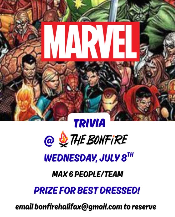 Marvel trivia poster from @bonfirehalifax
