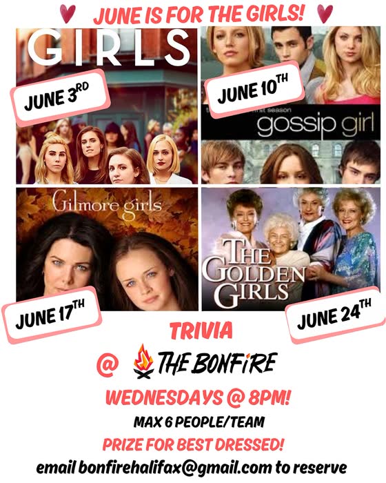 June Is For The Girls trivia poster from @bonfirehalifax