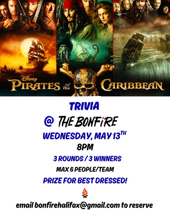 Pirates of the Caribbean trivia poster from @bonfirehalifax