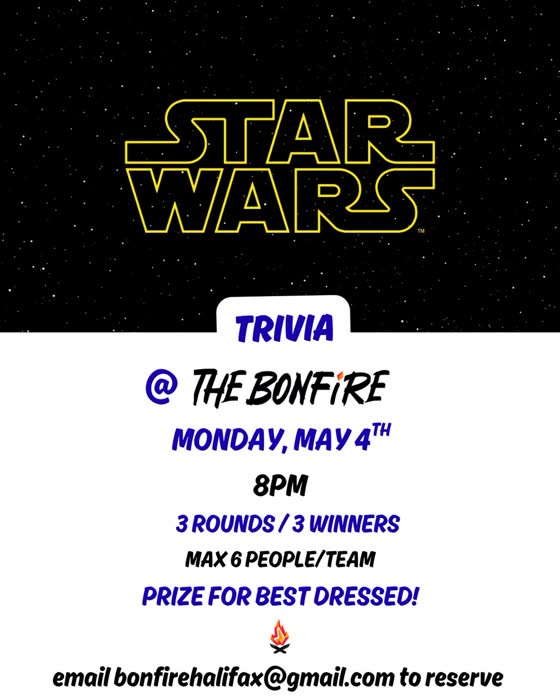 Star Wars trivia poster from @bonfirehalifax